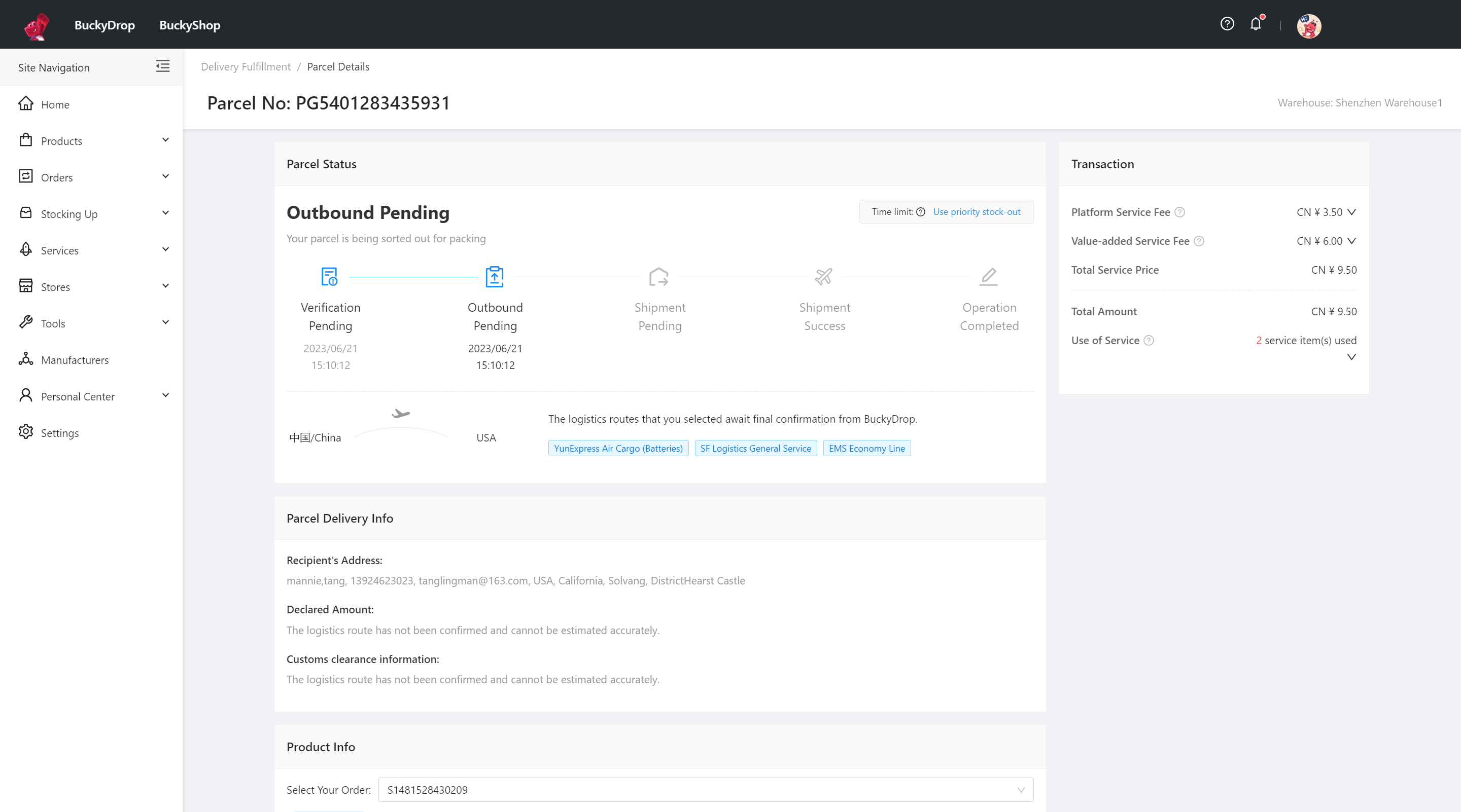 Go to Orders > Shipping Records. Here, you can track the entire shipping process of your packages. You can view the status and logistics information of each package, handle any exceptional packages, and utilize value-added services for packages. To avoid any delays in the shipping process, it is crucial to pre-fund your account and ensure sufficient balance to promptly cover the required expenses. 3