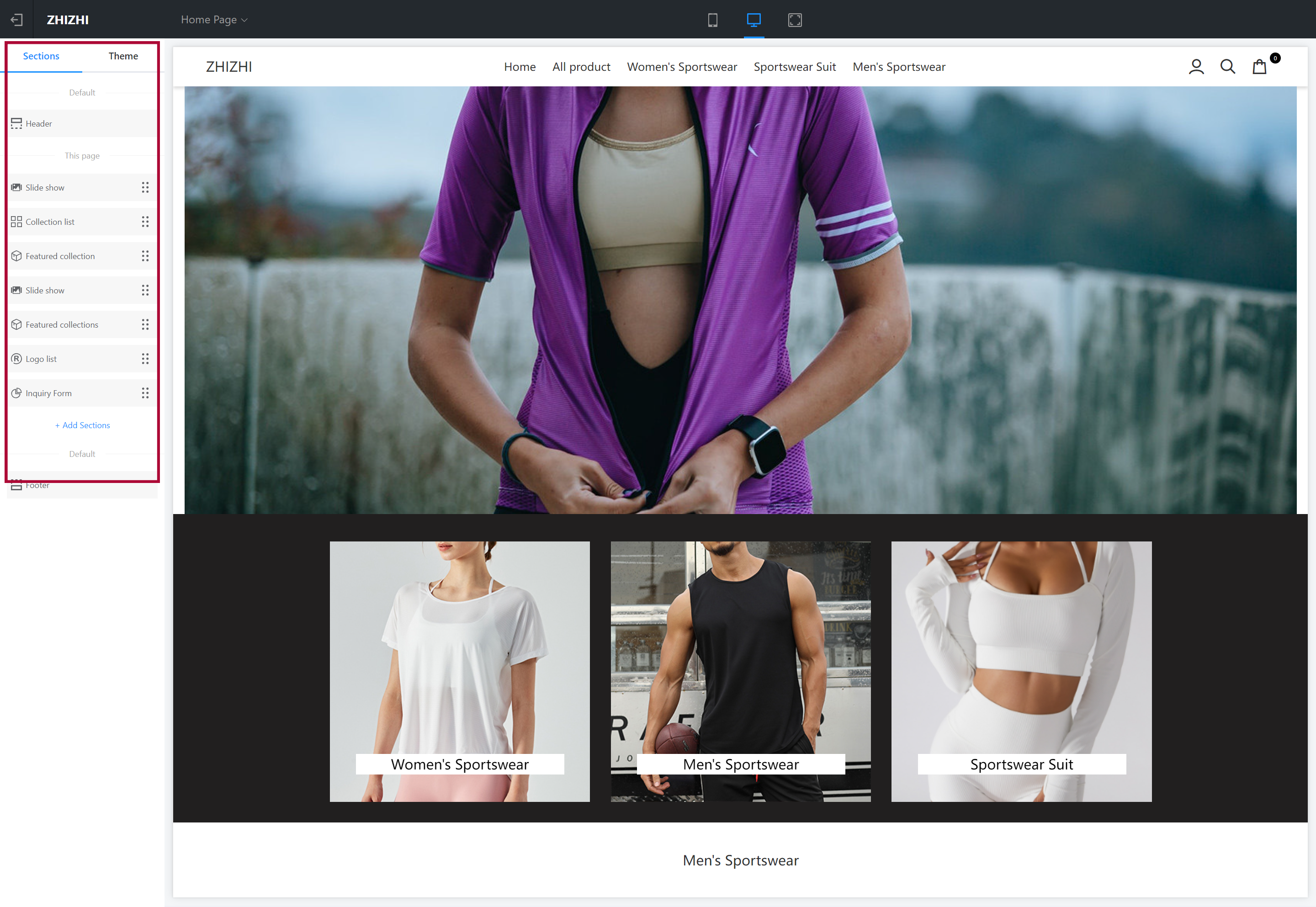 Click on "Design" to customize and adjust the components and themes of various pages in your store. 1